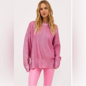 Beach Riot Callie sweater metallic pink size large